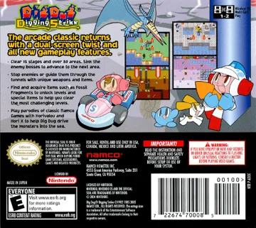 Dig Dug - Digging Strike (USA) box cover back